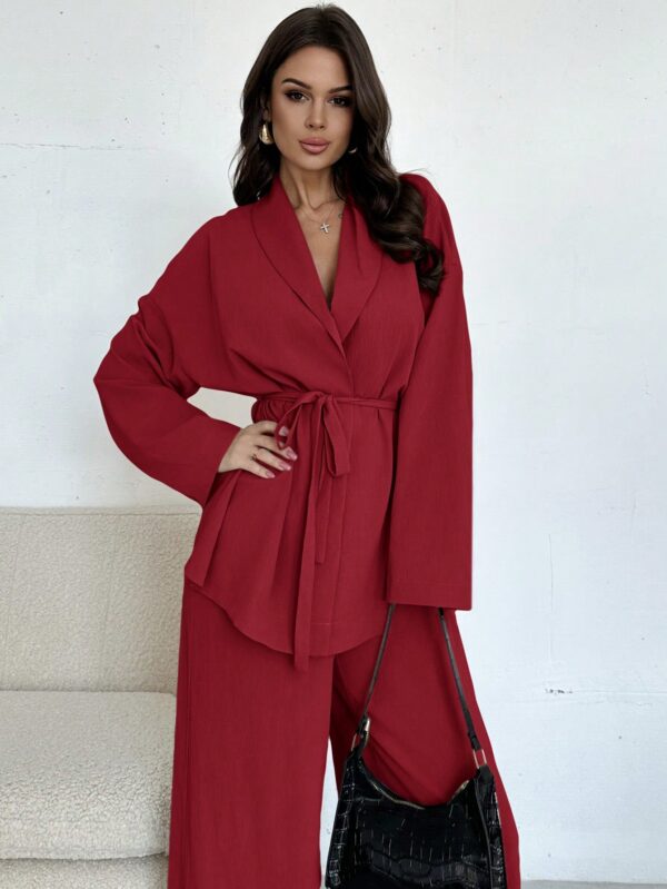Set Elegante y Casual de Shacket y Pantalón con Cinturón - Image 17