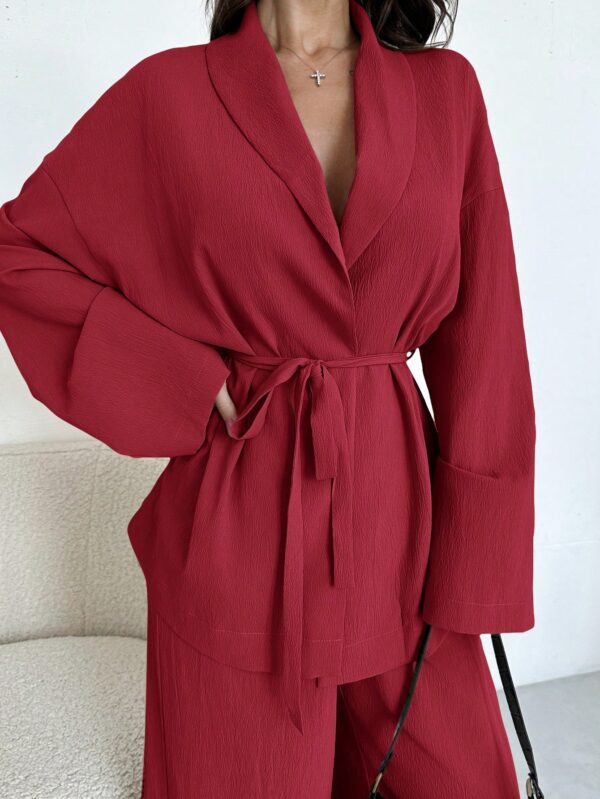 Set Elegante y Casual de Shacket y Pantalón con Cinturón - Image 18