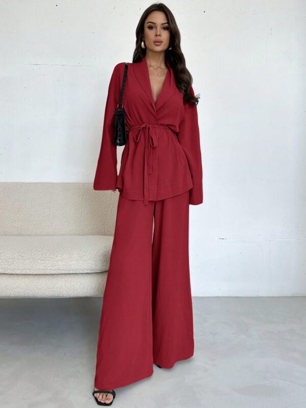 Set Elegante y Casual de Shacket y Pantalón con Cinturón - Image 19
