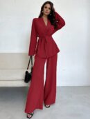 Set Elegante y Casual de Shacket y Pantalón con Cinturón