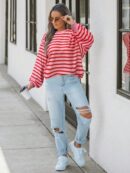 Buzo Casual Oversize de Rayas con Contraste