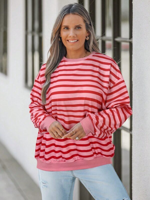 Buzo Casual Oversize de Rayas con Contraste - Image 4