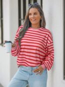 Buzo Casual Oversize de Rayas con Contraste