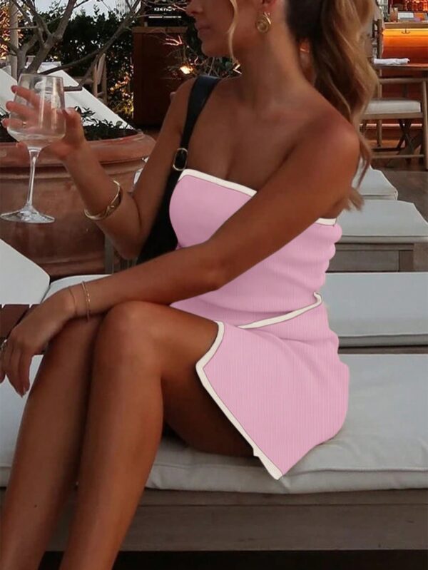 Vestido Mini de Punto Color-Block, Romántico y Elegante - Image 20