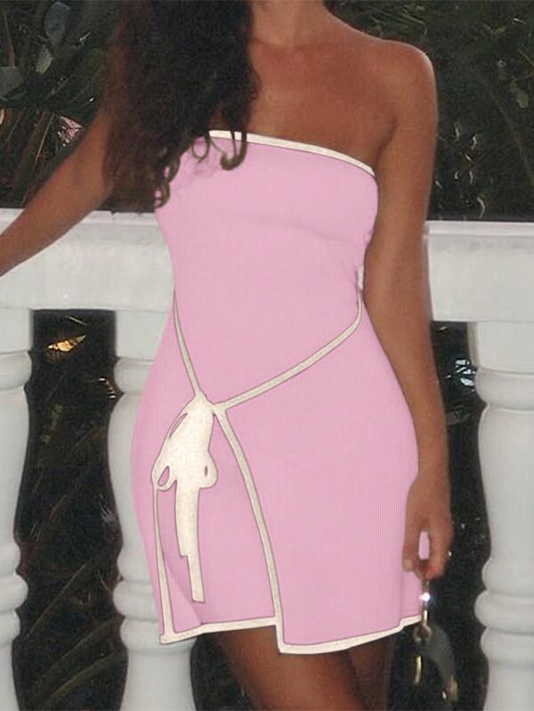 Vestido Mini de Punto Color-Block, Romántico y Elegante - Image 18