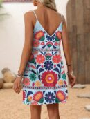 Vestido Mini Casual con Estampado Floral y Tirantes Espaguetis