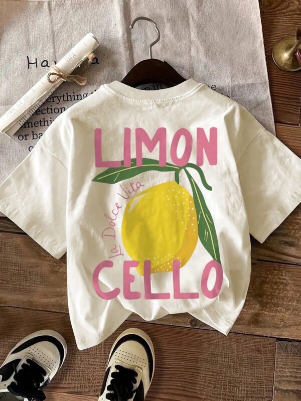 Camiseta Casual con Estampado de Limones y Cuello Redondo - Image 7