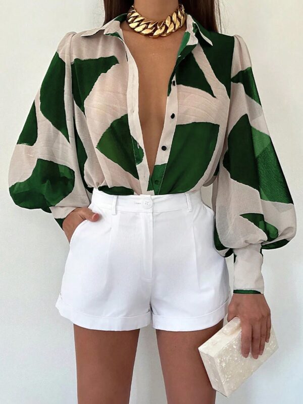 Camisa Estampada Multicolor de Manga Larga para Uso Diario - Image 10