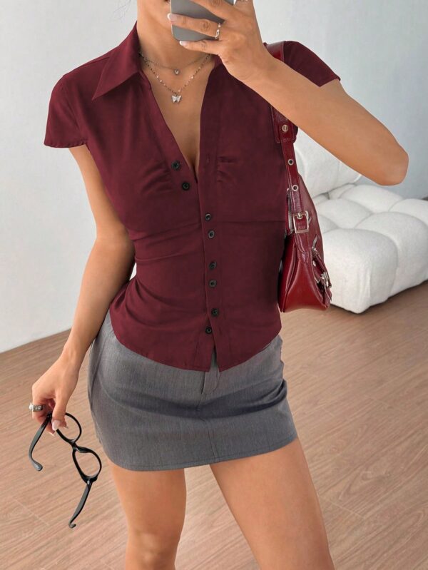 Camisa Casual con Capucha, Cintura Ajustable y Manga Corta - Image 13