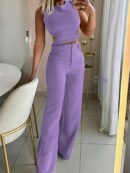Set Coordinado Elegante de Camisola y Pantalón con Botones