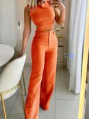 Set Coordinado Elegante de Camisola y Pantalón con Botones