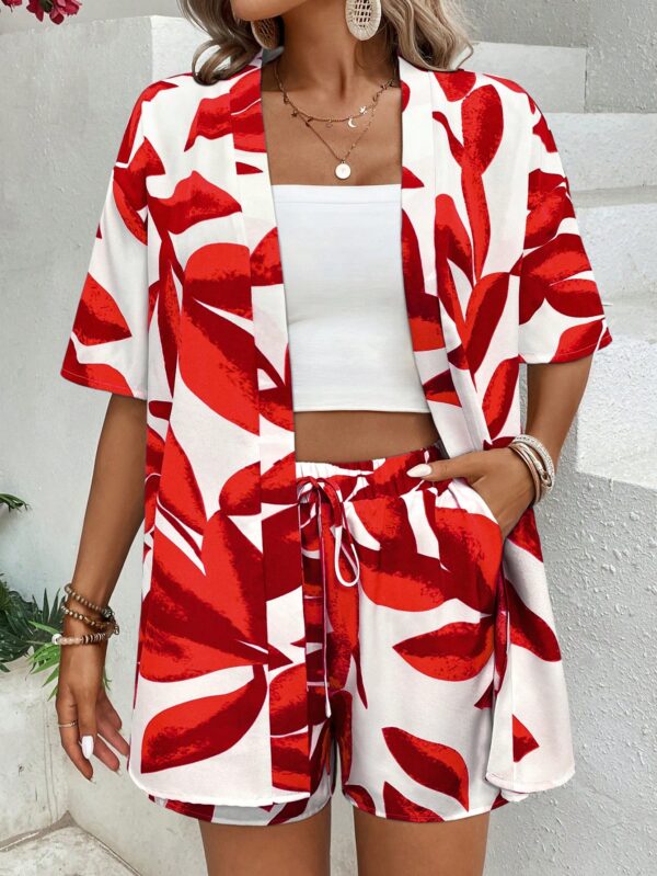 Conjunto Veraniego Casual de Short y Cárdigan Estampado Floral - Image 22
