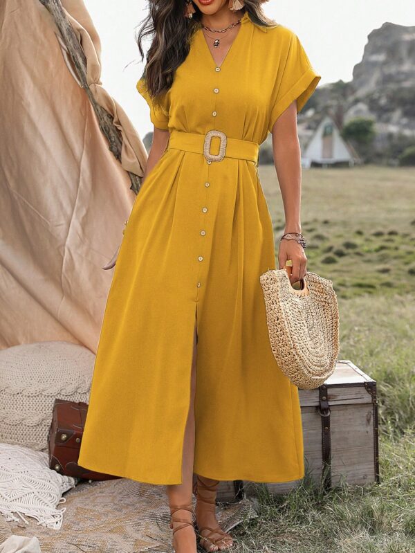 Vestido Maxi con Botones y Mangas Murciélago - Image 22