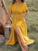 Vestido Maxi con Botones y Mangas Murciélago