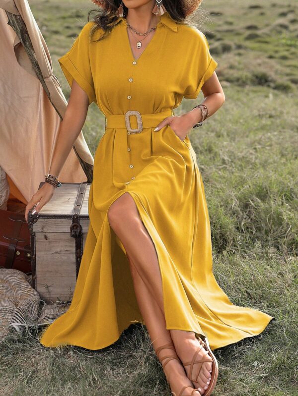Vestido Maxi con Botones y Mangas Murciélago - Image 24