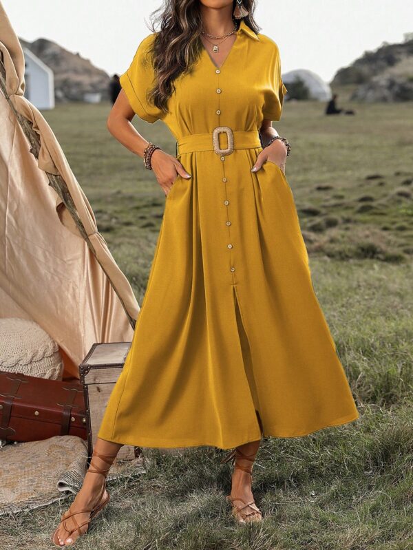 Vestido Maxi con Botones y Mangas Murciélago - Image 26