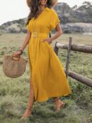 Vestido Maxi con Botones y Mangas Murciélago