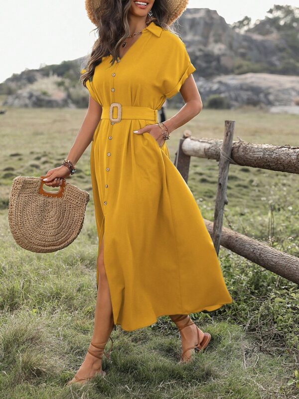 Vestido Maxi con Botones y Mangas Murciélago - Image 27