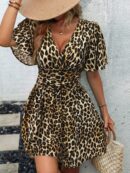Vestido Casual Cuello en V con Mangas Mariposa