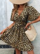 Vestido Casual Cuello en V con Mangas Mariposa