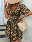 Vestido Casual Cuello en V con Mangas Mariposa