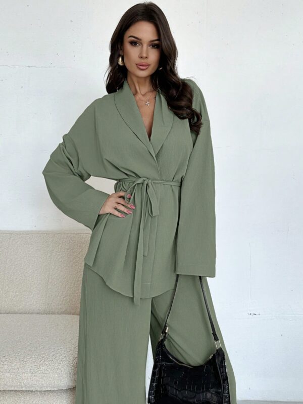 Set Elegante y Casual de Shacket y Pantalón con Cinturón - Image 52