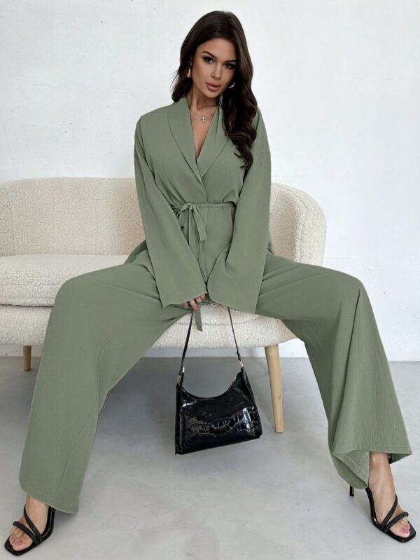 Set Elegante y Casual de Shacket y Pantalón con Cinturón - Image 56