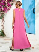 Vestido Largo de Encaje Soluble y Espalda Descubierta