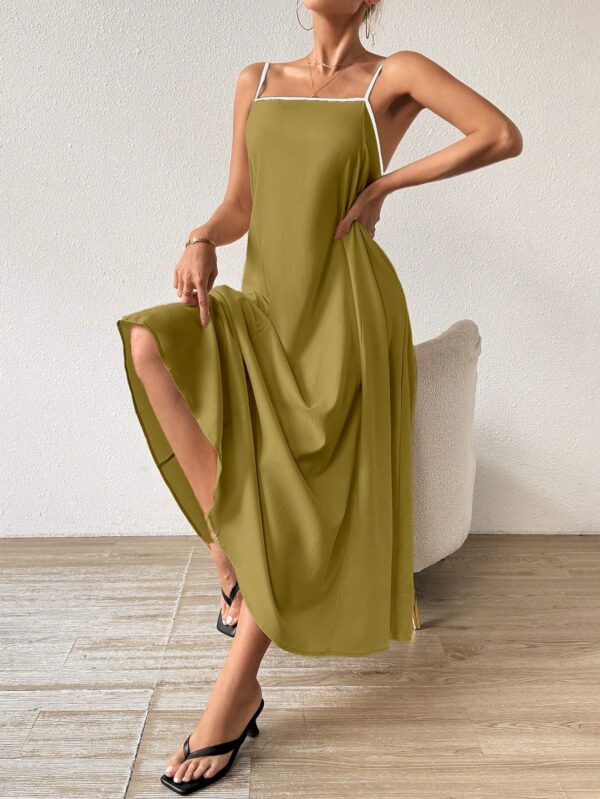 Vestido Largo Playero de Bloques de Color y Espalda Descubierta - Image 22