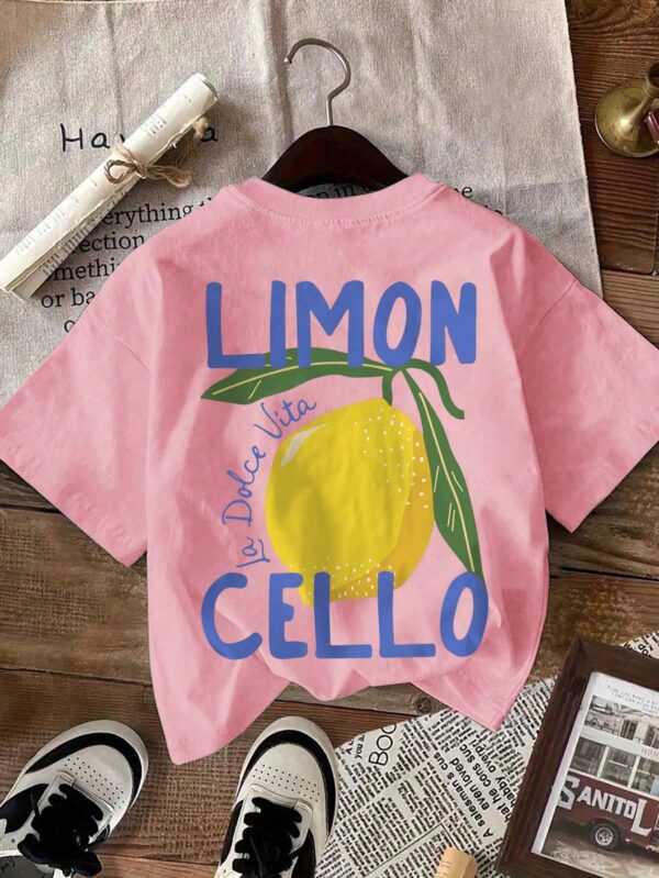 Camiseta Casual con Estampado de Limones y Cuello Redondo - Image 18