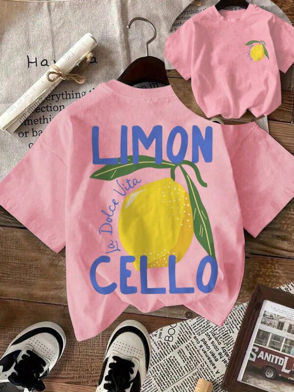 Camiseta Casual con Estampado de Limones y Cuello Redondo - Image 16