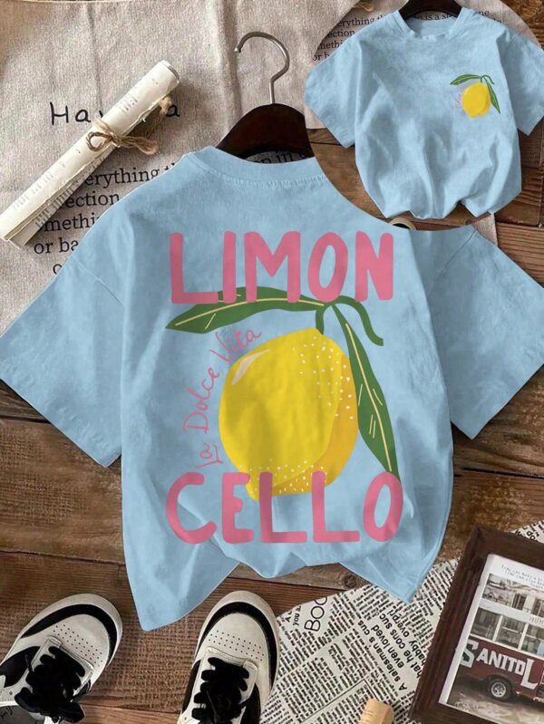 Camiseta Casual con Estampado de Limones y Cuello Redondo - Image 21