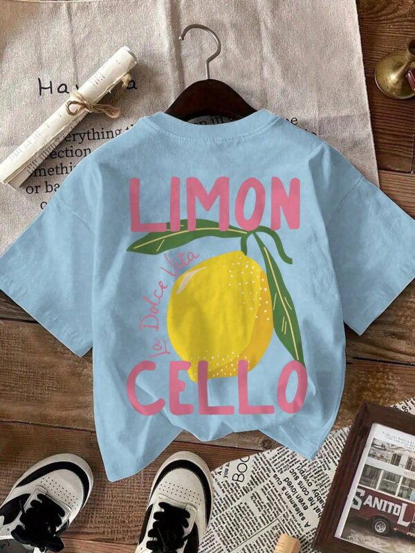 Camiseta Casual con Estampado de Limones y Cuello Redondo - Image 23