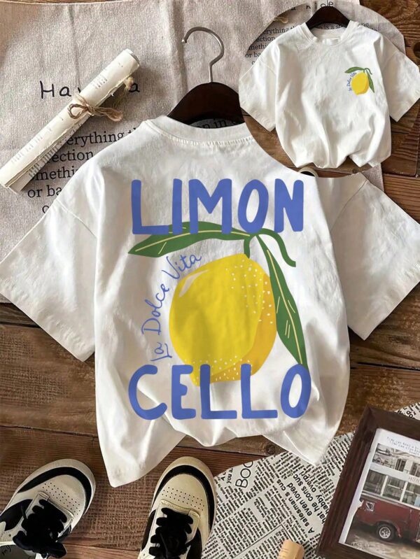 Camiseta Casual con Estampado de Limones y Cuello Redondo - Image 26