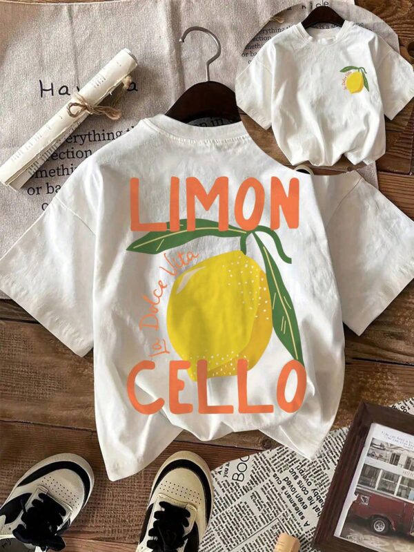 Camiseta Casual con Estampado de Limones y Cuello Redondo - Image 30