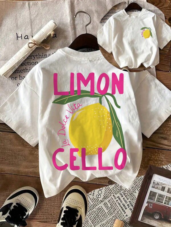 Camiseta Casual con Estampado de Limones y Cuello Redondo - Image 38