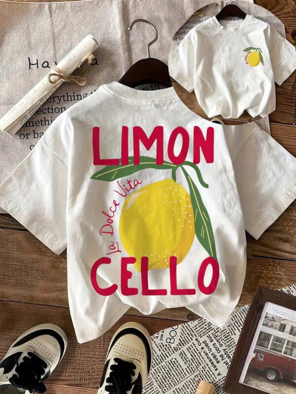 Camiseta Casual con Estampado de Limones y Cuello Redondo - Image 48