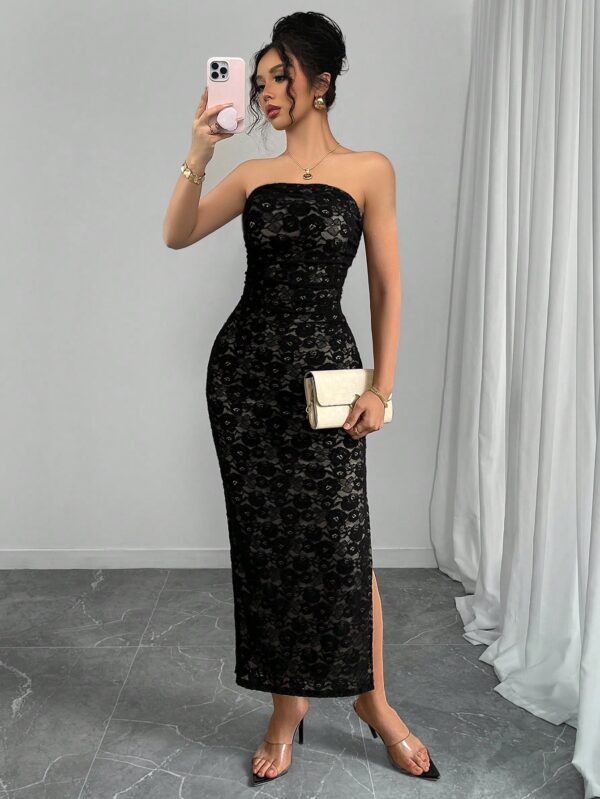 Vestido Strapless Tie Dye con Abertura Lateral y Ruched - Image 32