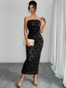 Vestido Strapless Tie Dye con Abertura Lateral y Ruched