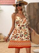 Vestido Mini Casual con Estampado Floral y Tirantes Espaguetis