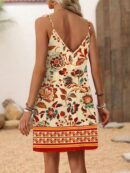 Vestido Mini Casual con Estampado Floral y Tirantes Espaguetis
