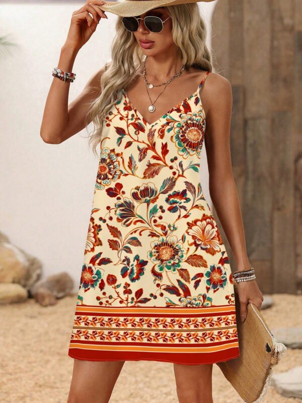 Vestido Mini Casual con Estampado Floral y Tirantes Espaguetis - Image 61