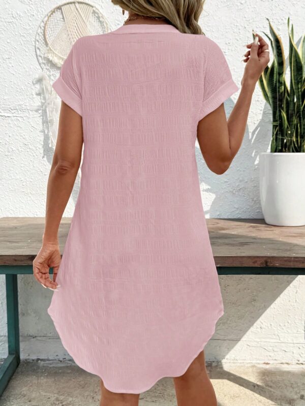 Vestido Mini Casual de Manga Corta con Botones Frontales - Image 37