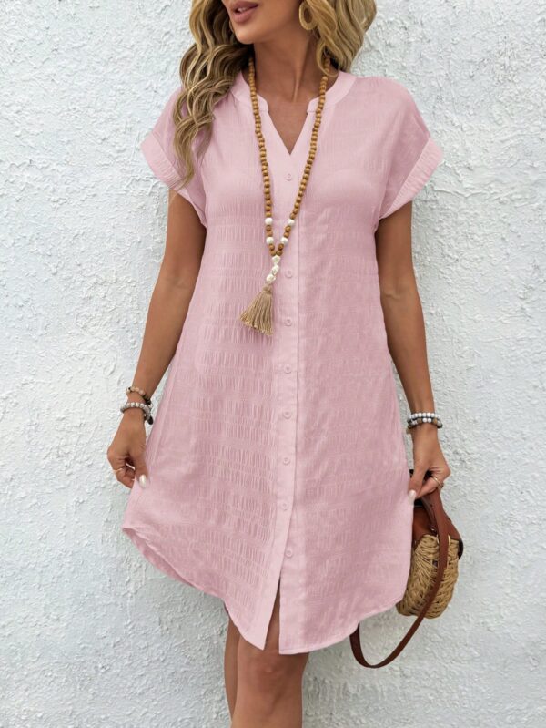Vestido Mini Casual de Manga Corta con Botones Frontales - Image 42