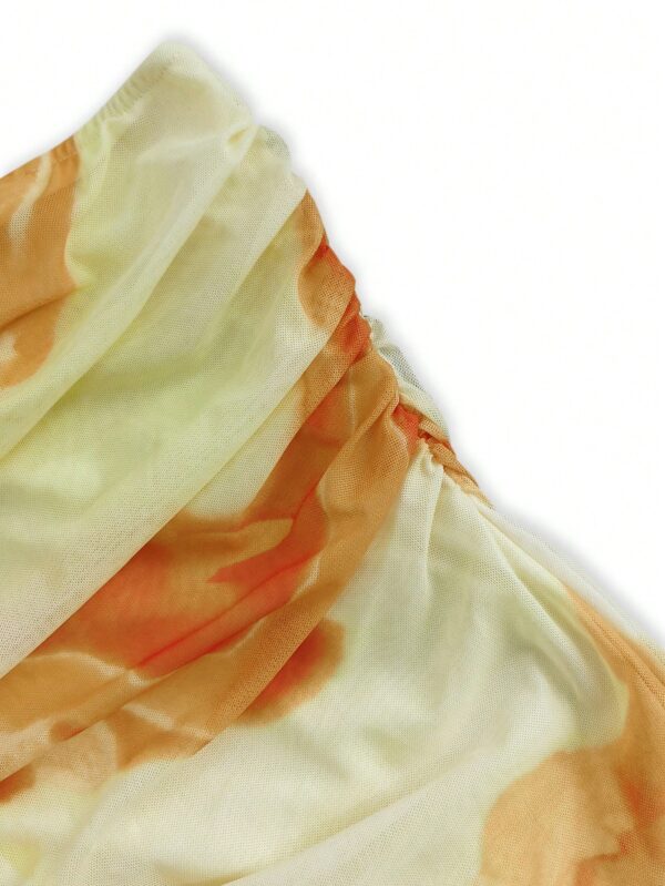 Vestido Strapless Elegante Con Abertura Lateral y Diseño de Malla - Image 14