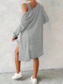 Conjunto de Vestido y Chaqueta en Tejido de Punto Azul