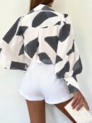 Camisa Estampada Multicolor de Manga Larga para Uso Diario