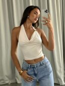 Top Asimétrico sin Espalda con Cuello Halter en Café