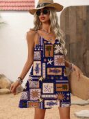 Vestido Mini Casual con Estampado Floral y Tirantes Espaguetis