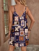 Vestido Mini Casual con Estampado Floral y Tirantes Espaguetis